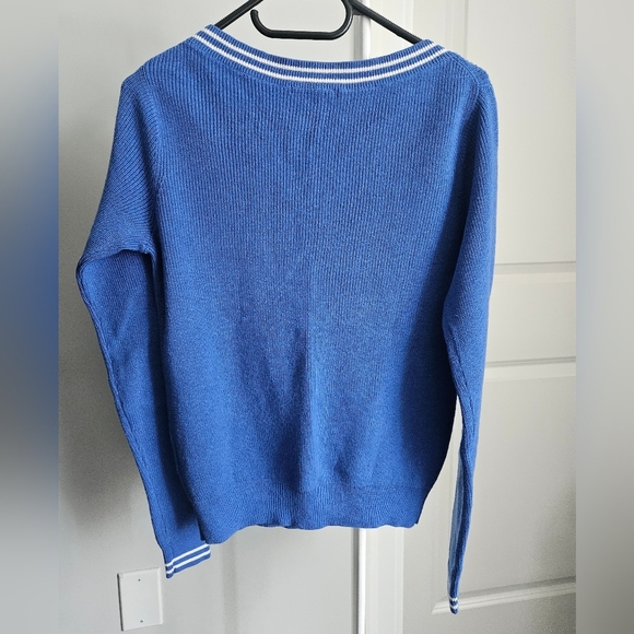 UNIQLO Blue Varsity V-Neck Sweater Size S - Picture 2 of 7